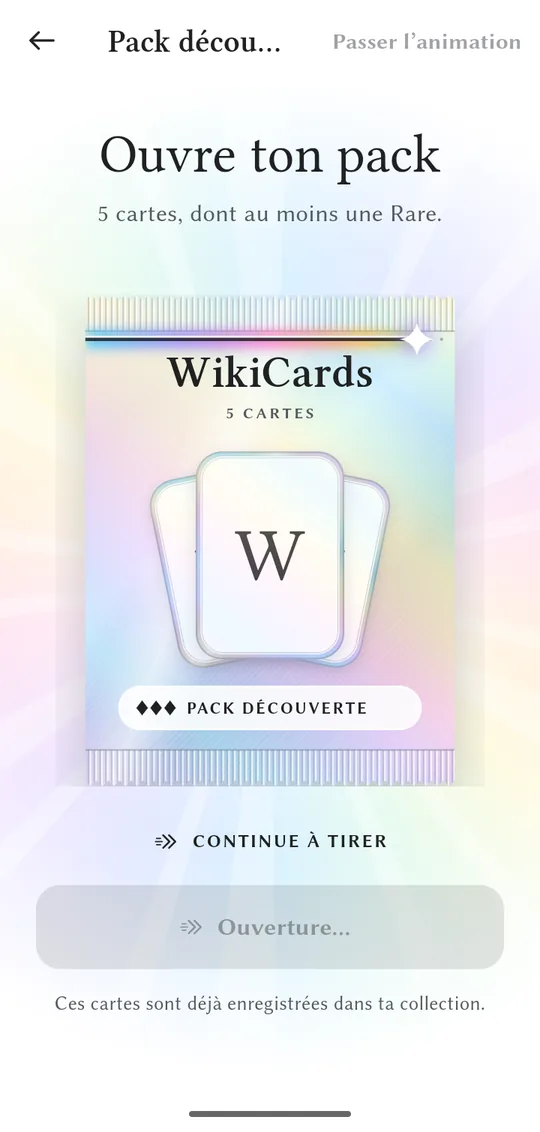 Opening a pack