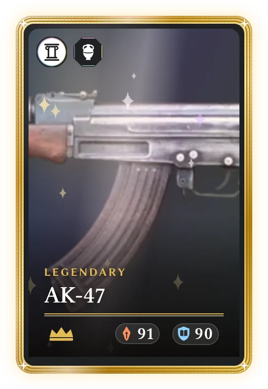 AK-47, Legendary, ATK 91, DEF 90