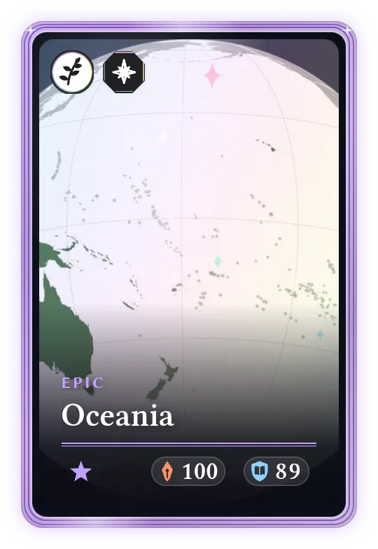 Oceania, Epic, ATK 100, DEF 89