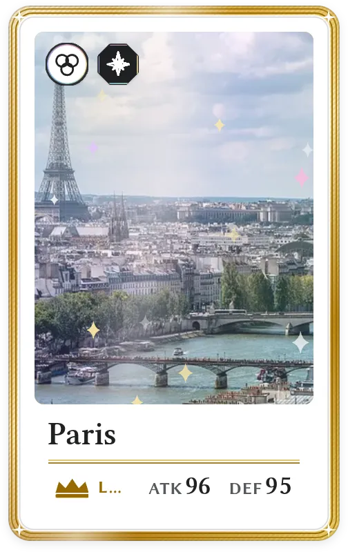 Paris, Legendary, ATK 96, DEF 95