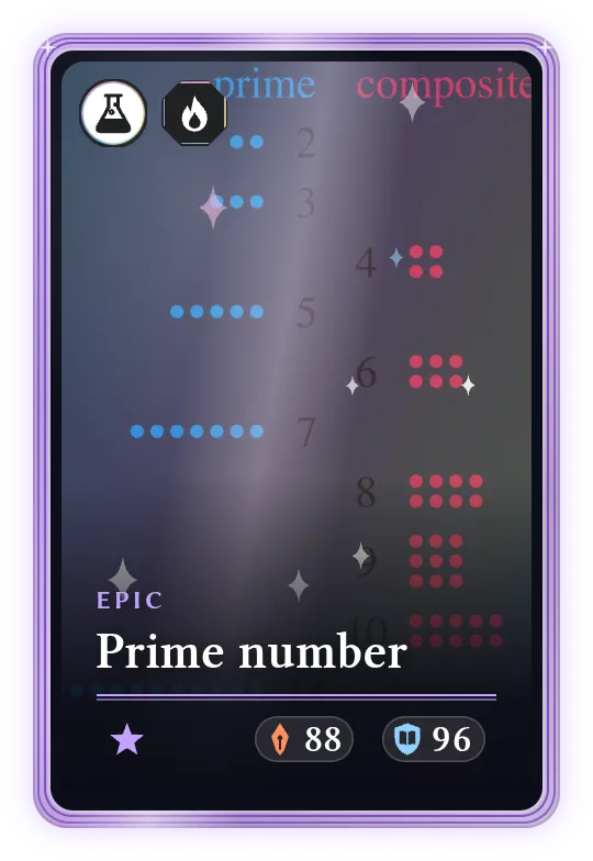 Prime number, Epic, ATK 88, DEF 96