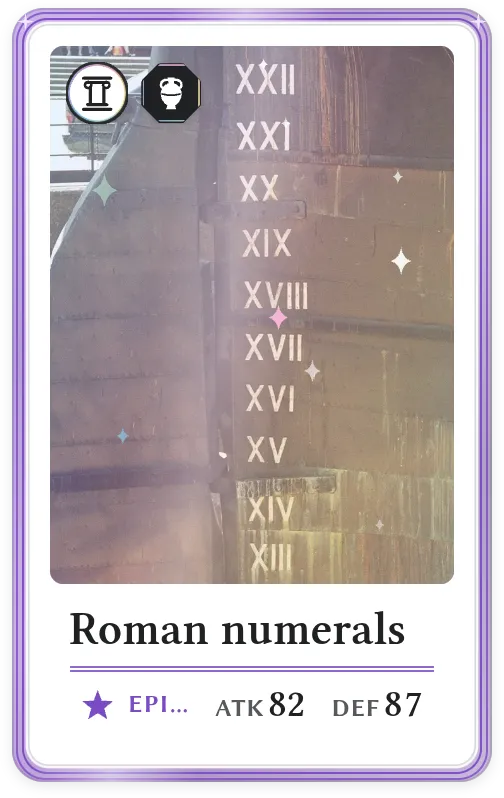 Roman numerals, Epic, ATK 82, DEF 87
