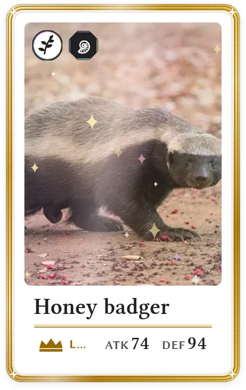 Honey badger, Legendary, ATK 74, DEF 94