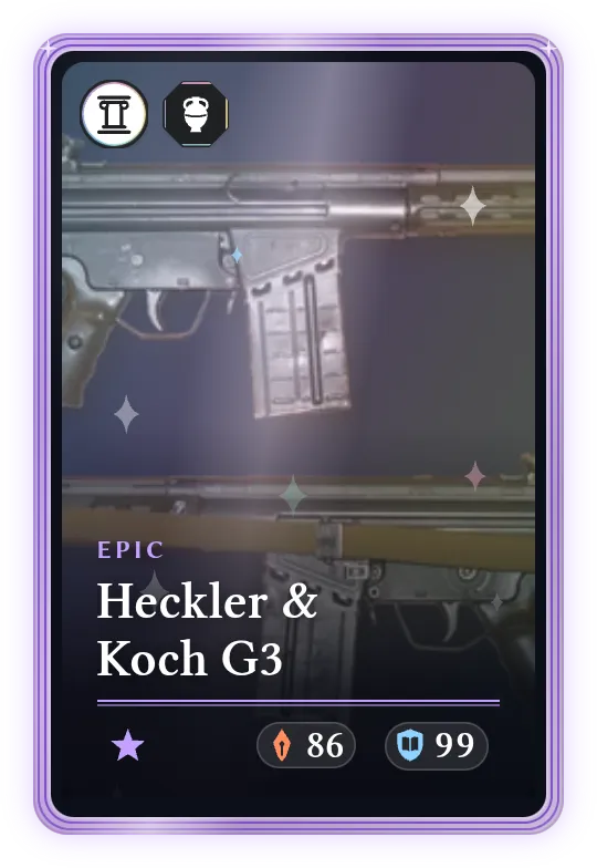 Heckler & Koch G3, Epic, ATK 86, DEF 99