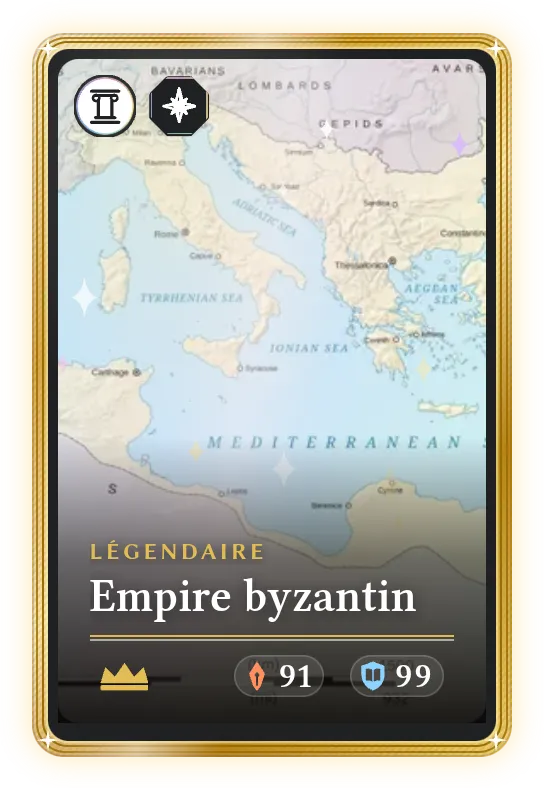 Empire byzantin, Légendaire, ATK 91, DEF 99