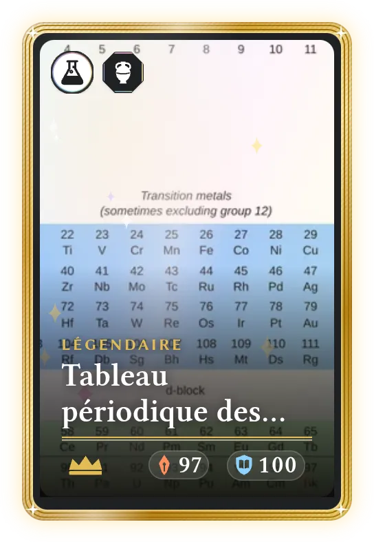 Tableau périodique des éléments, Légendaire, ATK 97, DEF 100